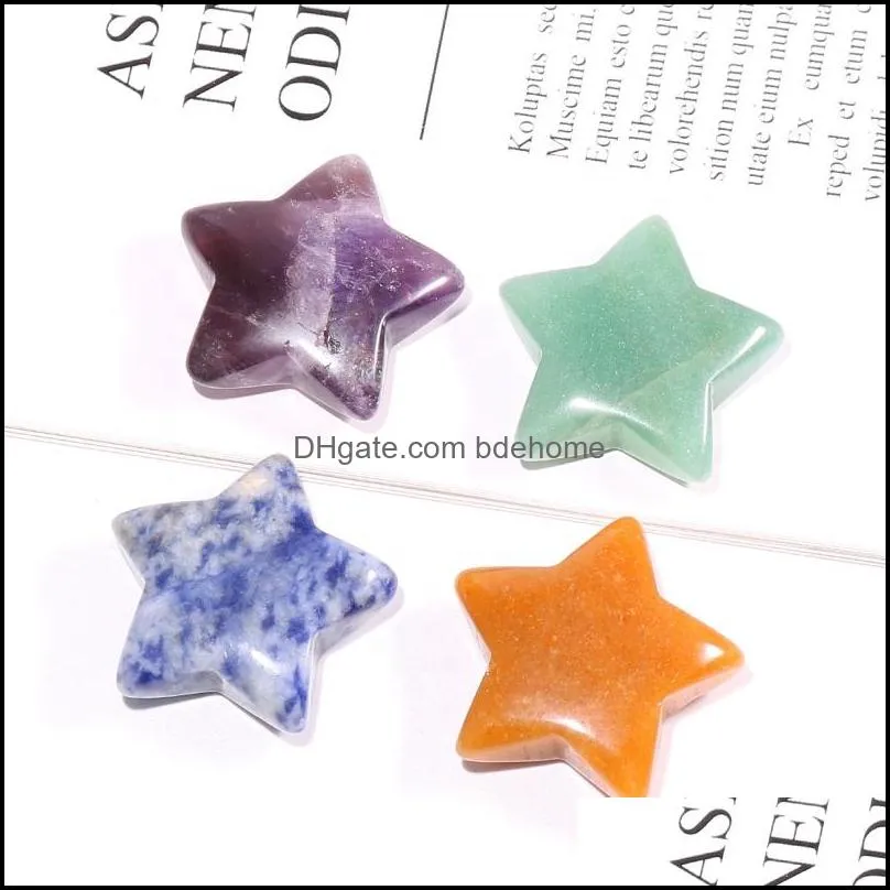 30mm star decoration craft natural stone healing crystals quartz star gemstone ornaments for christmas home