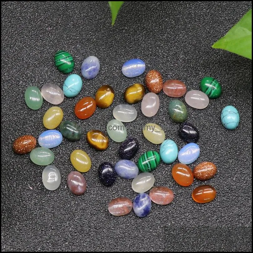 6x8mm flat back assorted loose stone oval cab cabochons beads for jewelry making healing crystal wholesale
