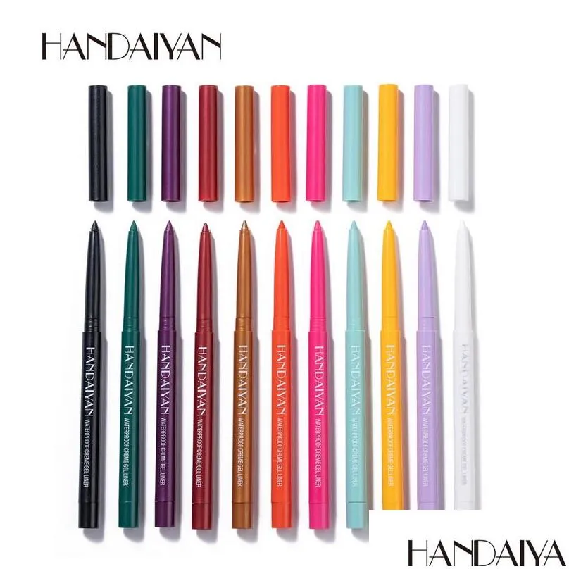 handiyan 20 pencil colours automatic coloured eyeliner pencils set waterproof rotate cream gel high pigment longlasting makeup eye liner gift