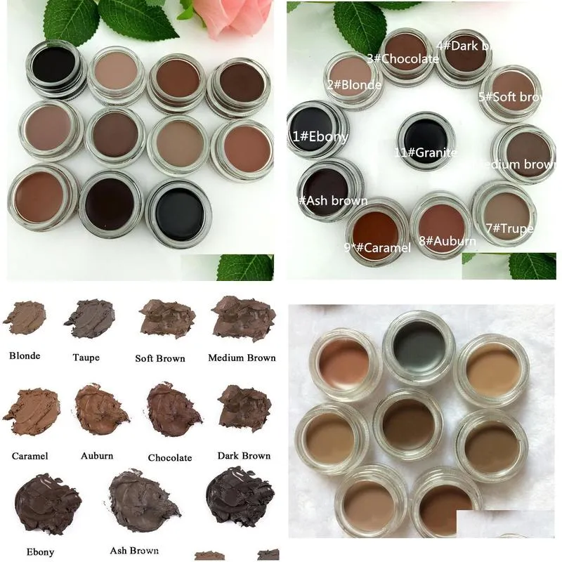 eyebrow pomade waterproof enhancers cream long lasting natural easy to wear 11 colors with retail package coloris makeup eyebrows gel