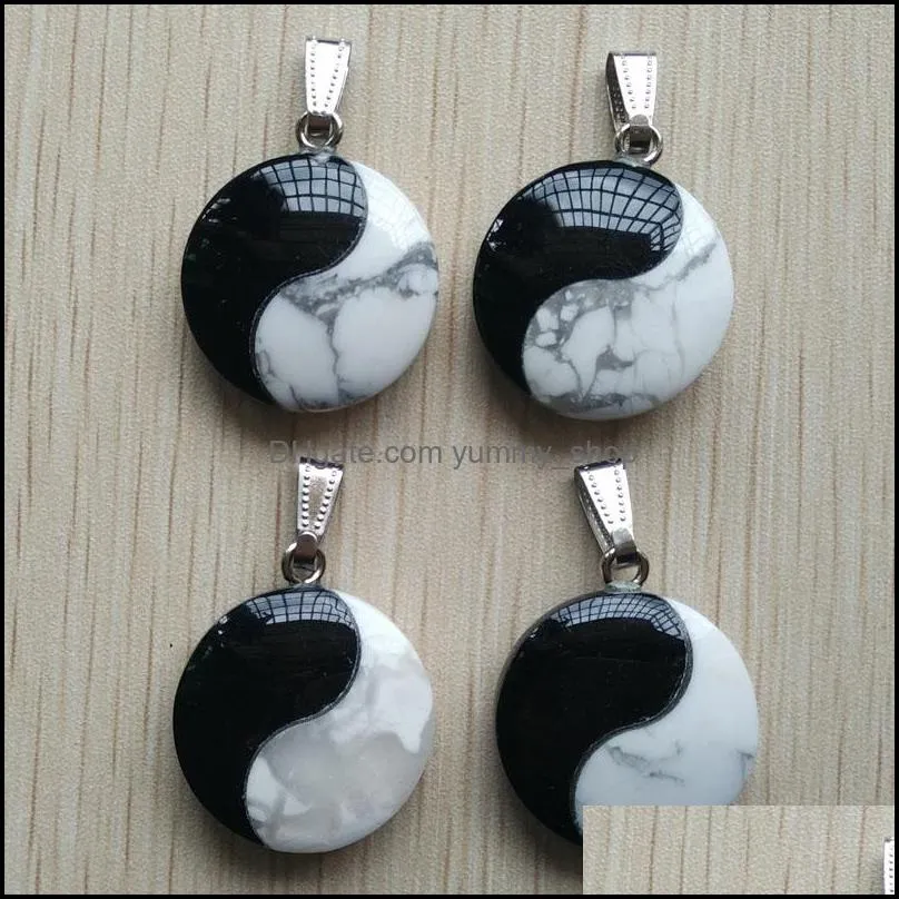 natural stone tai chi yin yang charms pendants for diy jewelry making wholesale