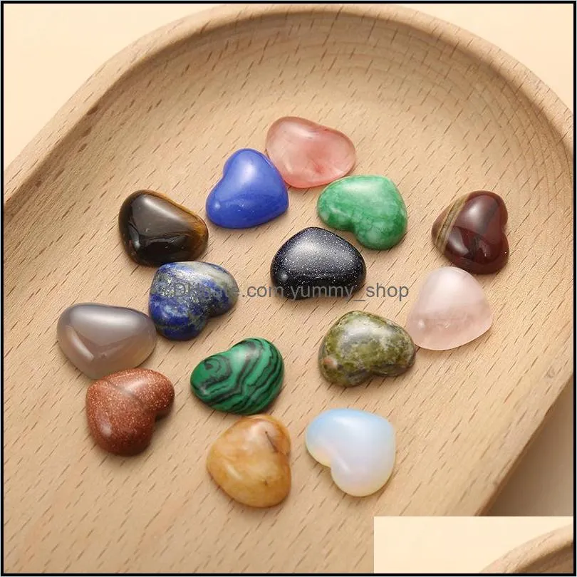 10mm lover heart quartz loose crystal stone cabochons seven chakras beads for jewelry making healing crystal wholesale