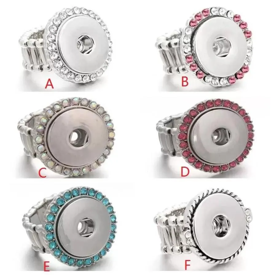 fashion snap rings rhinestone ring diy 18mm ginger snap button stretch elastic band rings women men jewelry