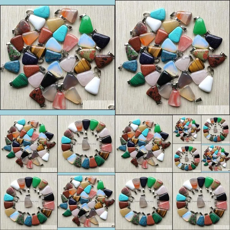 natural stone trapezoid shape charms pendants for diy jewelry making wholesale