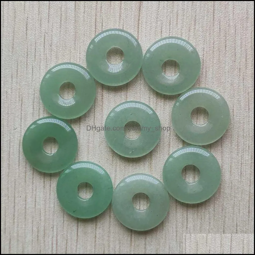 round ssorted 18mm circle donut green aventurine natural stone charms crystal pendants for necklace accessories jewelry making