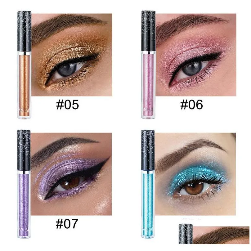 handaiyan liquid eyeshadow 12 color single eye shadow glitter diamond pearl high shiny metallic finish makeup eyeshadows