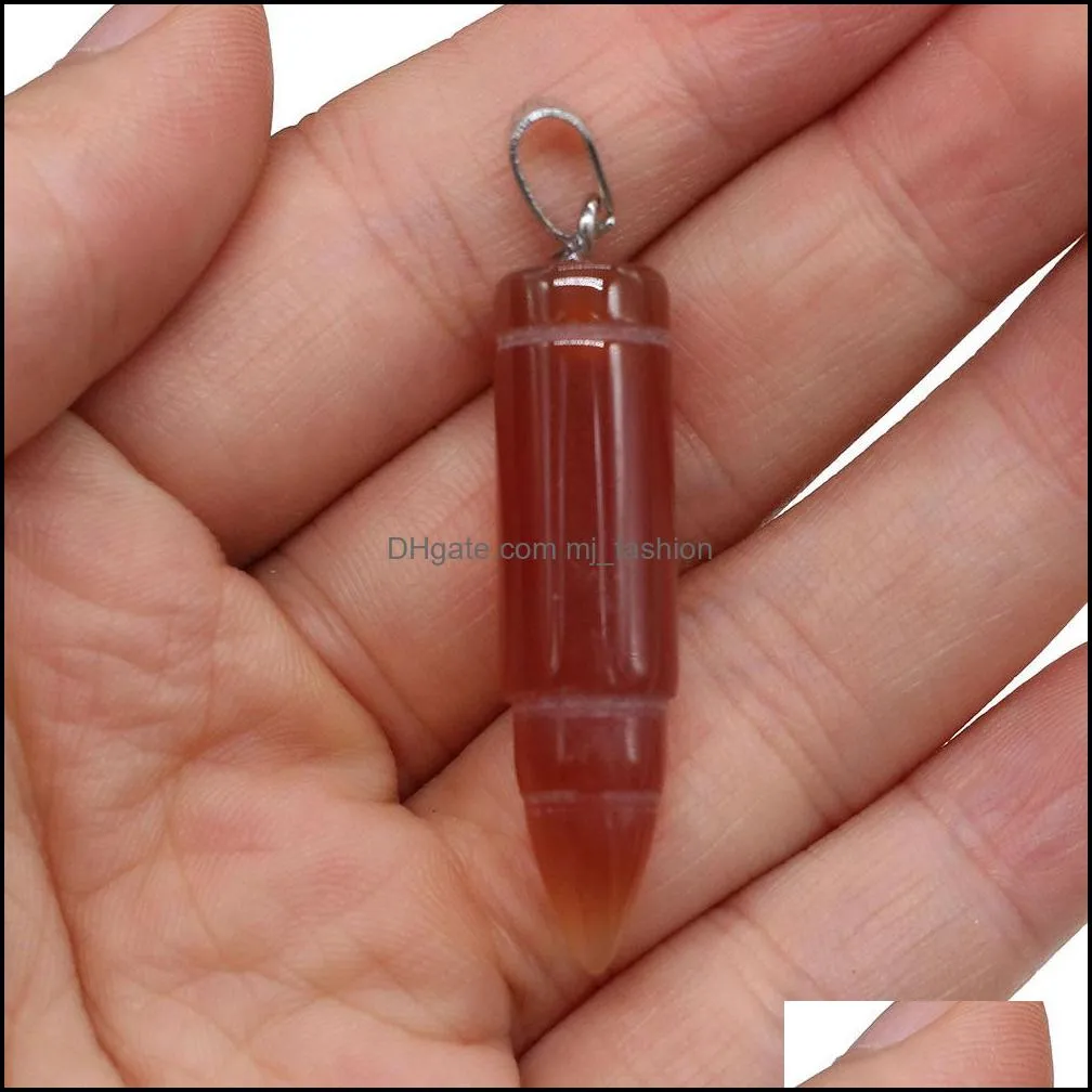 arrowhead point semiprecious stone pillar pendulum pendant diy men necklace energy jewelry making hip hop retro punk style