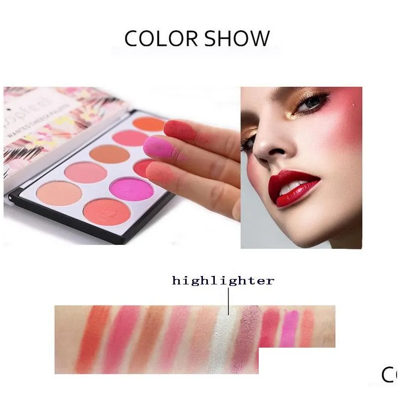 popfeel sweet pink 10 colors blush palette nude highlighter natural easy to wear longlasting makeup beauty matte blushes