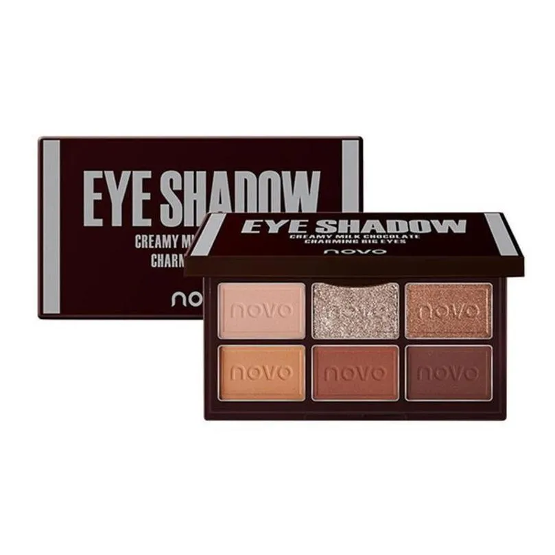 novo chocolate eyeshadow palettes 6 color eye shadow for beginner easy to wear shimmer matte coloris cosmetics makeup palette