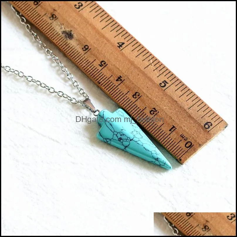 arrowhead natural stone necklace arrow irregular gemstone charms necklaces rose quartz druzy jewelry for women