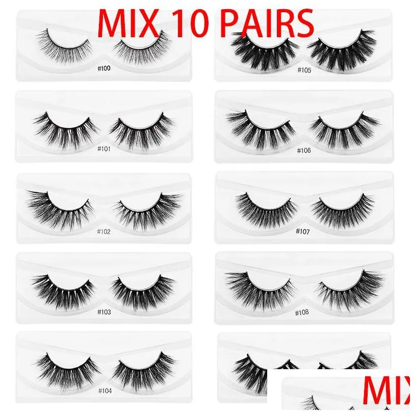 shideshangpin colorful false eyelash 3d imitation mink lashes 1 pair of natural fake eyelashes with box thick 5 color base card wholesale eyes