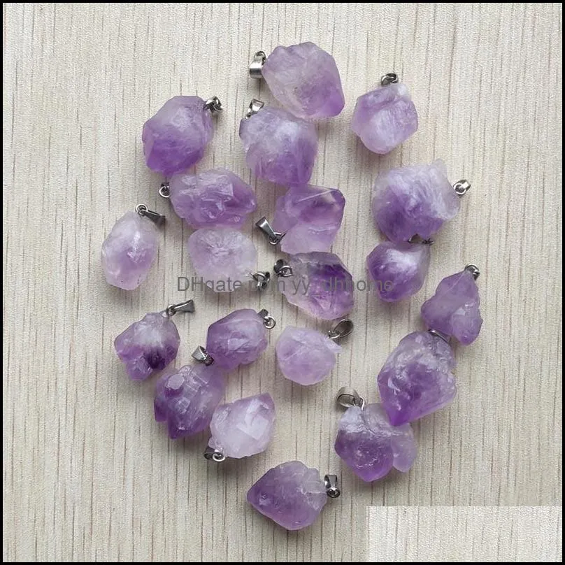 natural irregular shape purple amethyst druzy stone charms pendants for necklace accessories jewelry making