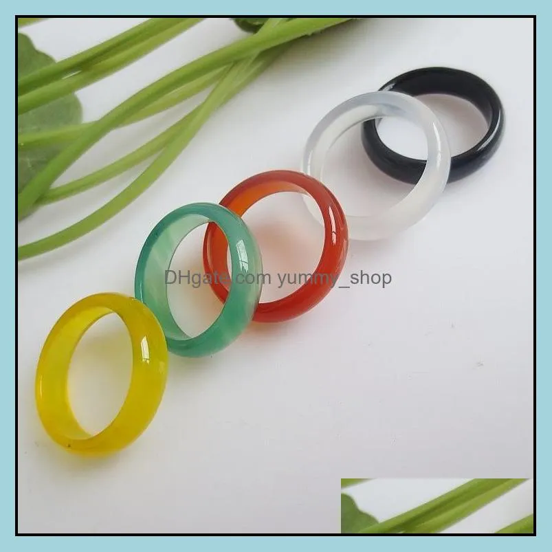 colorful fashion 56mm glass band ring synthetic jade agate stone jewelry hand circle for women men size 1518mm