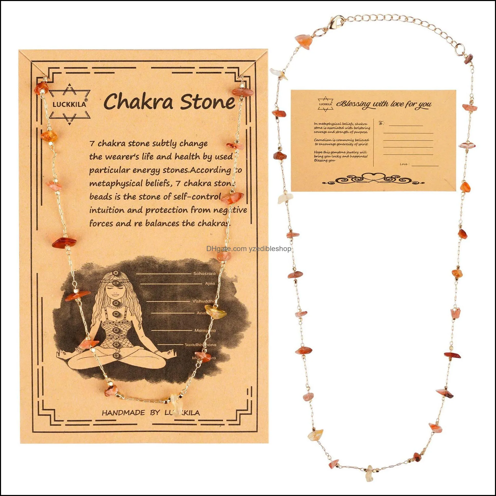 raw carnelian chain necklace for women girls gemstone beads chakra anxiety amethyst aventurine rose quartz tiger eye obsidian choker