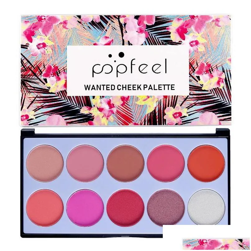 popfeel sweet pink 10 colors blush palette nude highlighter natural easy to wear longlasting makeup beauty matte blushes