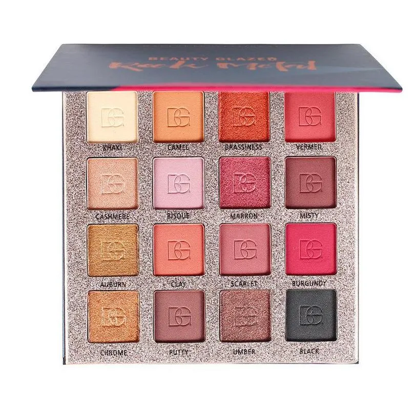 easy eye makeup rock metal 16 color eyeshadow bronzer palette matte pearlescent beauty glazed eye shadow