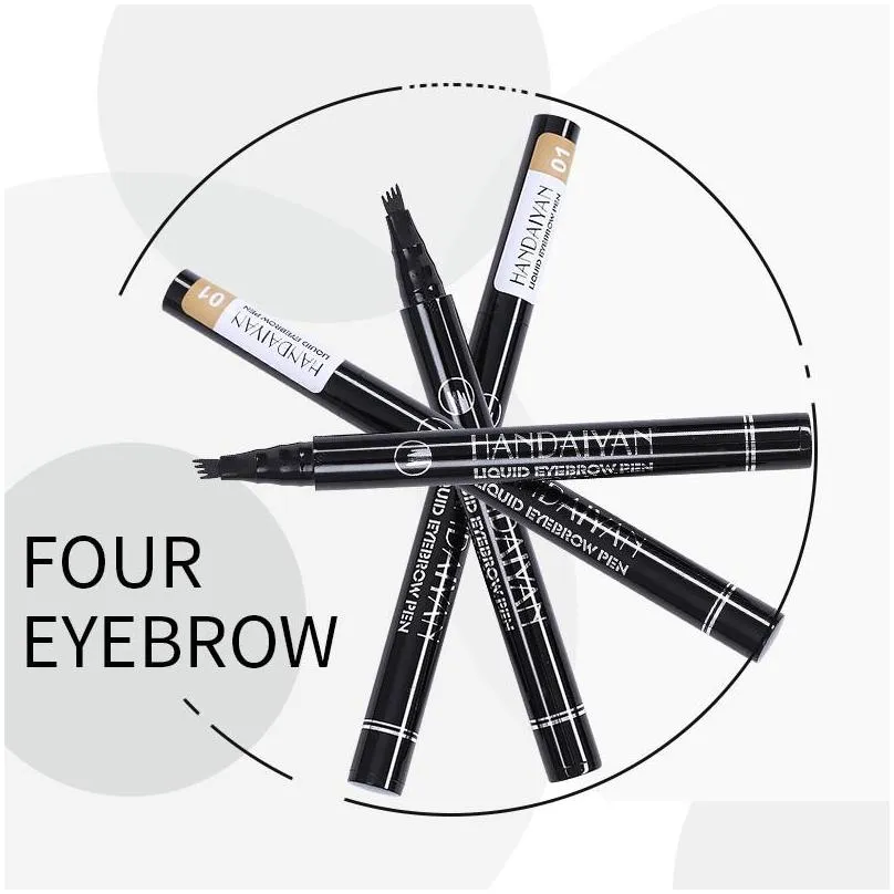 handaiyan crayon sourcil eyebrow pencil 4 fork micro carving eyebrow tint waterproof eye brow enhancer tattoo pen