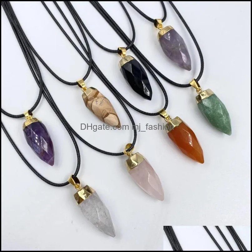 cone prism pendulum reiki healing crystal energy stone quartz pendant necklaces fashion women men jewelry wholesale