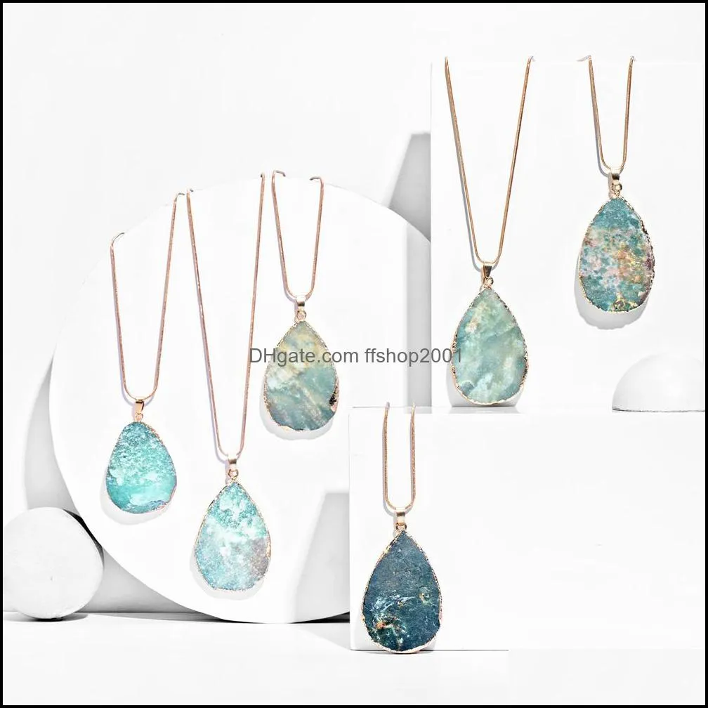 natural crystal pendant necklace raw quartz stone healing irregular handmade chakra jewelry for women girl long chain