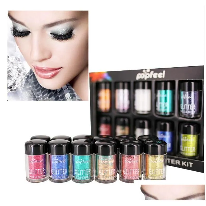 top highlighters face body glitter kit 12piece ultra pigmented glitter shadows multifunctional luminous sequins cosmetic set