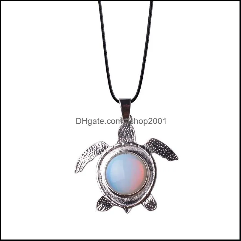 12pc/set natural stone stainless steel turtle chakra pendant turquoise men and women trendy jewelry natural stone pendant for
