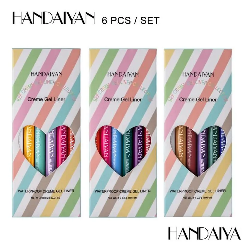 handaiyan 6 coloured eyeliner pencil set rotate cream gel waterproof high pigment longlasting makeup eye liner sets