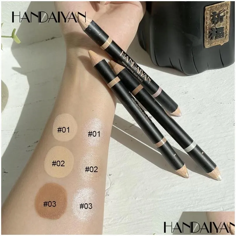 handaiyan 2 in 1 shadows make up eye brow pencil highlighter eyeliner matte and shimmer easy to wear makeup double liner