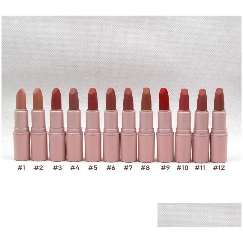 pink matte lipstick shades longlasting easy to wear natural 12 colors makeup wholesall lip stick