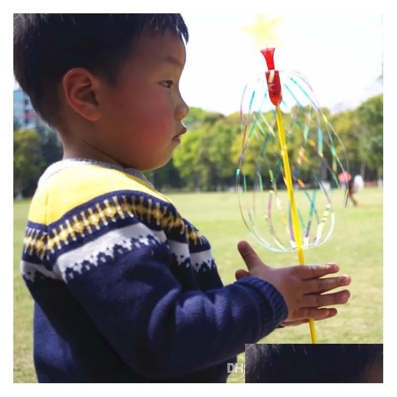 funny soap bubble colorful shook stick variety twist ribbon toy bubble flower magic wand with led outdoor toys for kids