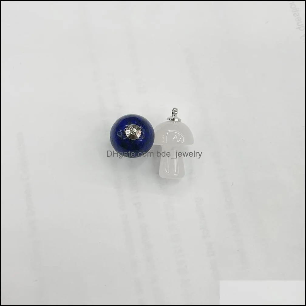 2cm natural gem stone mushroom charms pendant for jewelry making necklace charm accessories