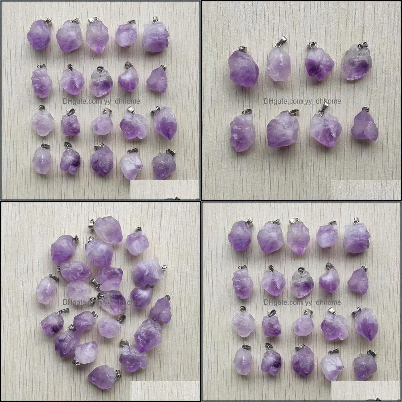 natural irregular shape purple amethyst druzy stone charms pendants for necklace accessories jewelry making