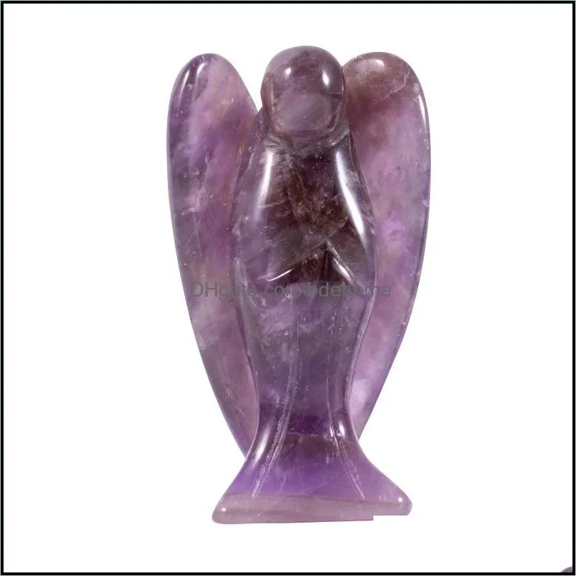 5cm carved angel statue natural stone decoration quartz polished healing crystal home ornament reiki trinket collection 1.5 inch