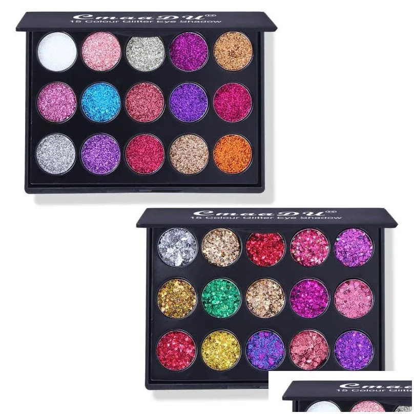 cmaaduglitter eyeshadow palette 15 color eye shadow diamond sequins luminous shimmer radiant brighten easy to wear makeup palettes