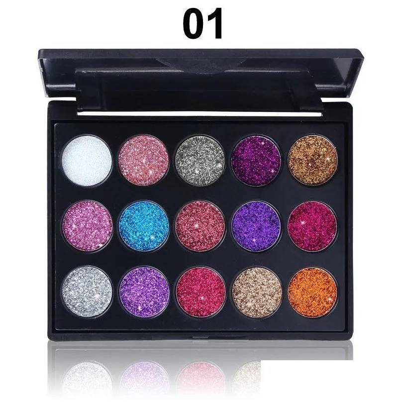 cmaaduglitter eyeshadow palette 15 color eye shadow diamond sequins luminous shimmer radiant brighten easy to wear makeup palettes