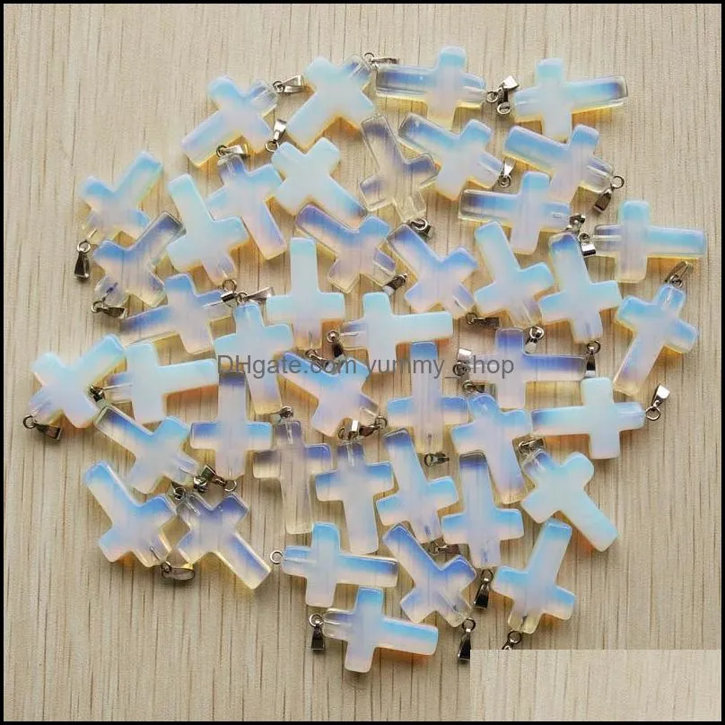 opal stone cross charms pendants for necklace jewelry making