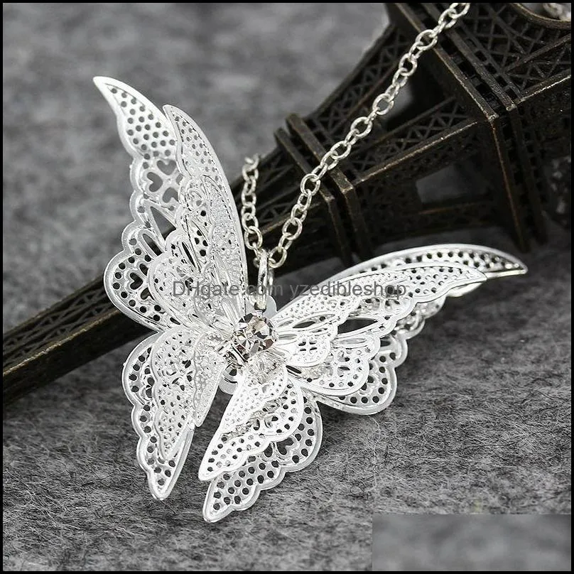 silver lovely butterfly pendant necklace jewelry for women girls kids pendants chain necklaces 20add2 inch