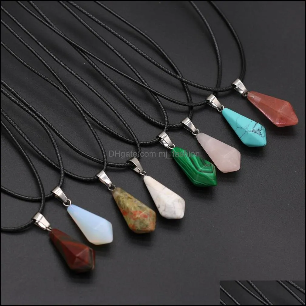 pendulum reiki healing crystal pendant energy stone quartz rope chain necklaces fashion women men jewelry wholesale