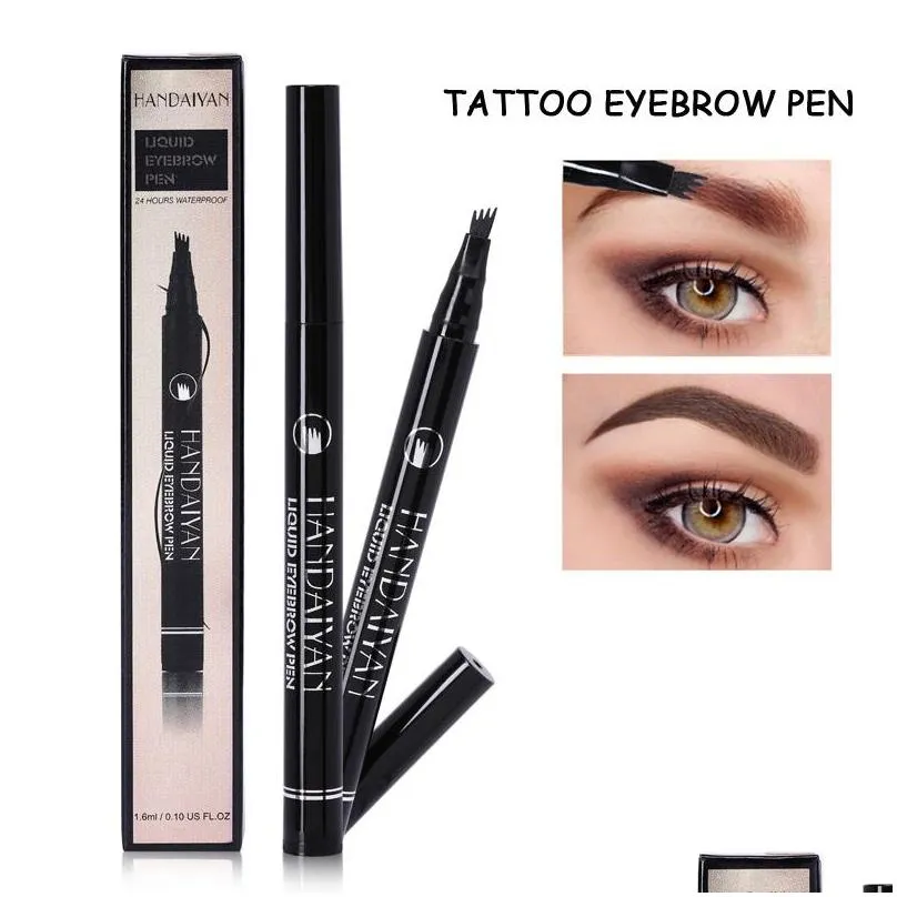 handaiyan crayon sourcil eyebrow pencil 4 fork micro carving eyebrow tint waterproof eye brow enhancer tattoo pen