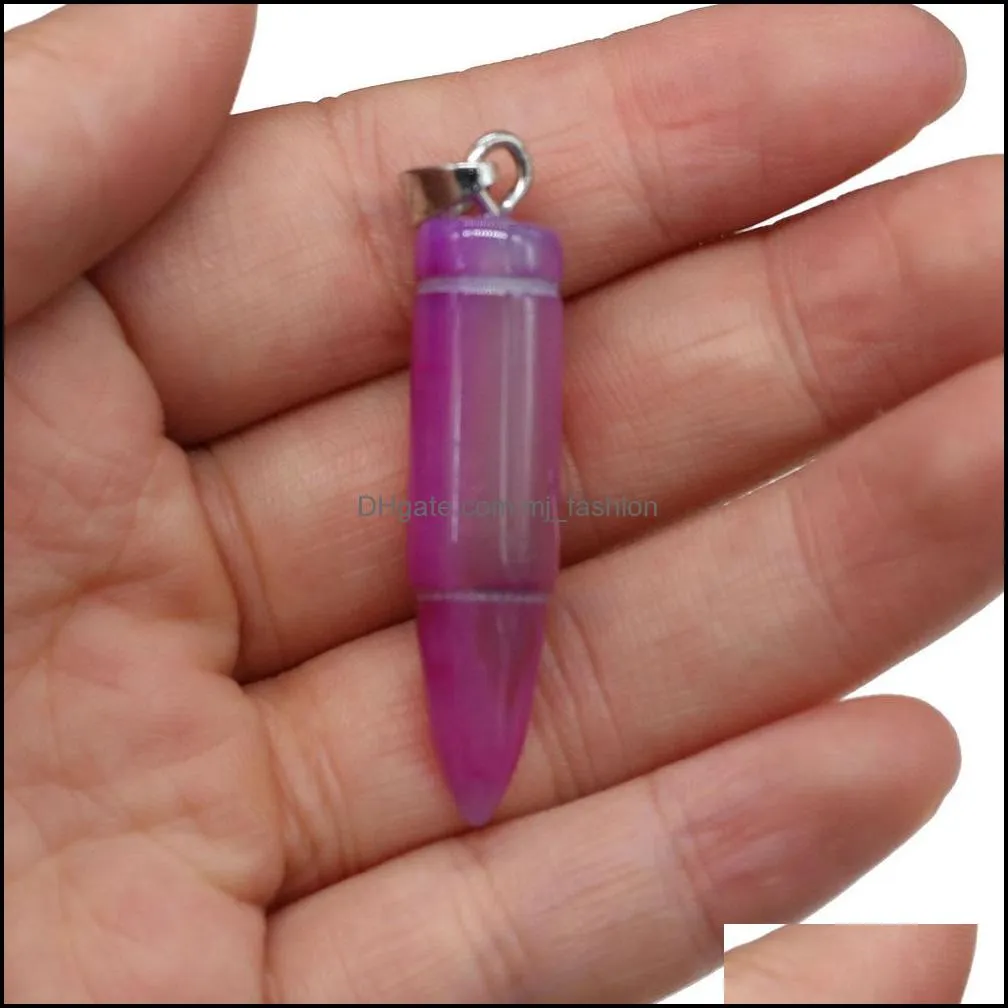 arrowhead point semiprecious stone pillar pendulum pendant diy men necklace energy jewelry making hip hop retro punk style