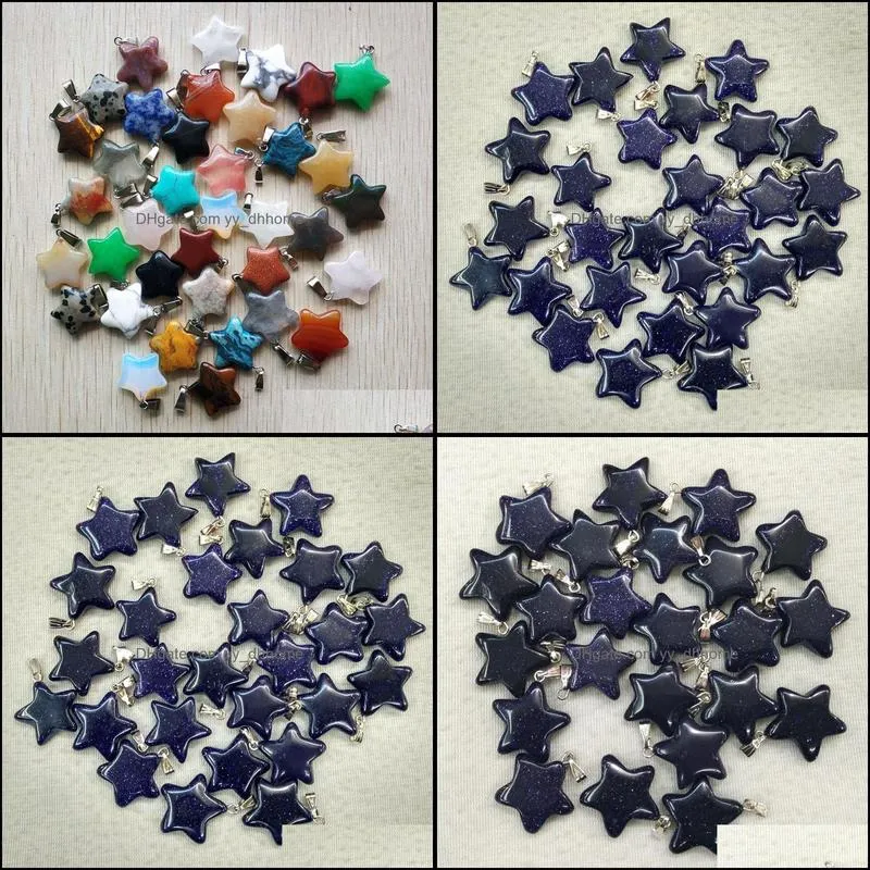 blue sand crystal five point star shape charms pendants for diy jewelry making wholesale