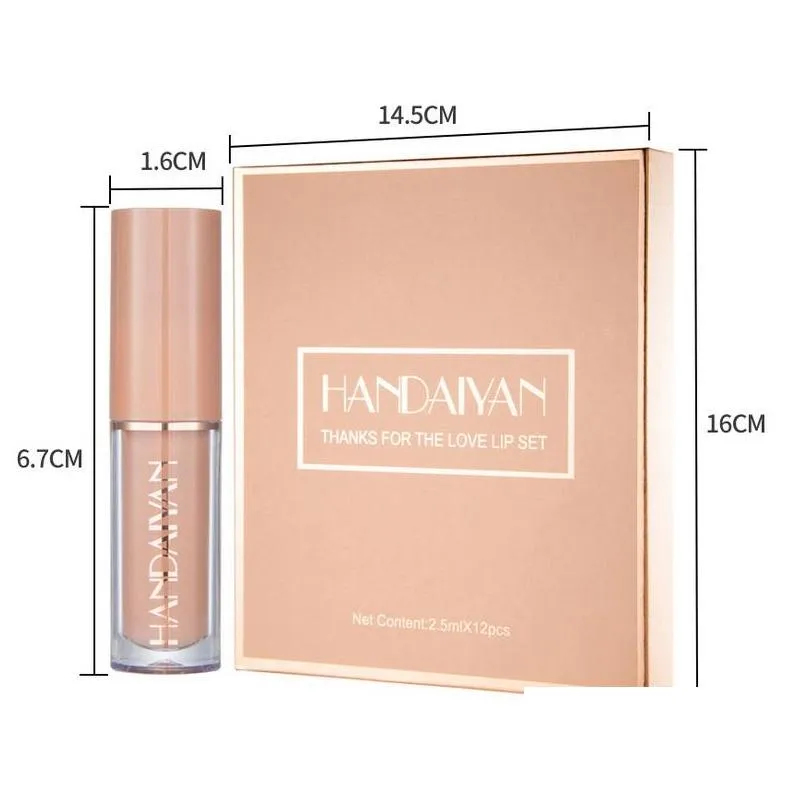 handaiyan 12 color lip gloss set book style liquid matte lipstick waterproof natural nutritious makeup lipgloss sets