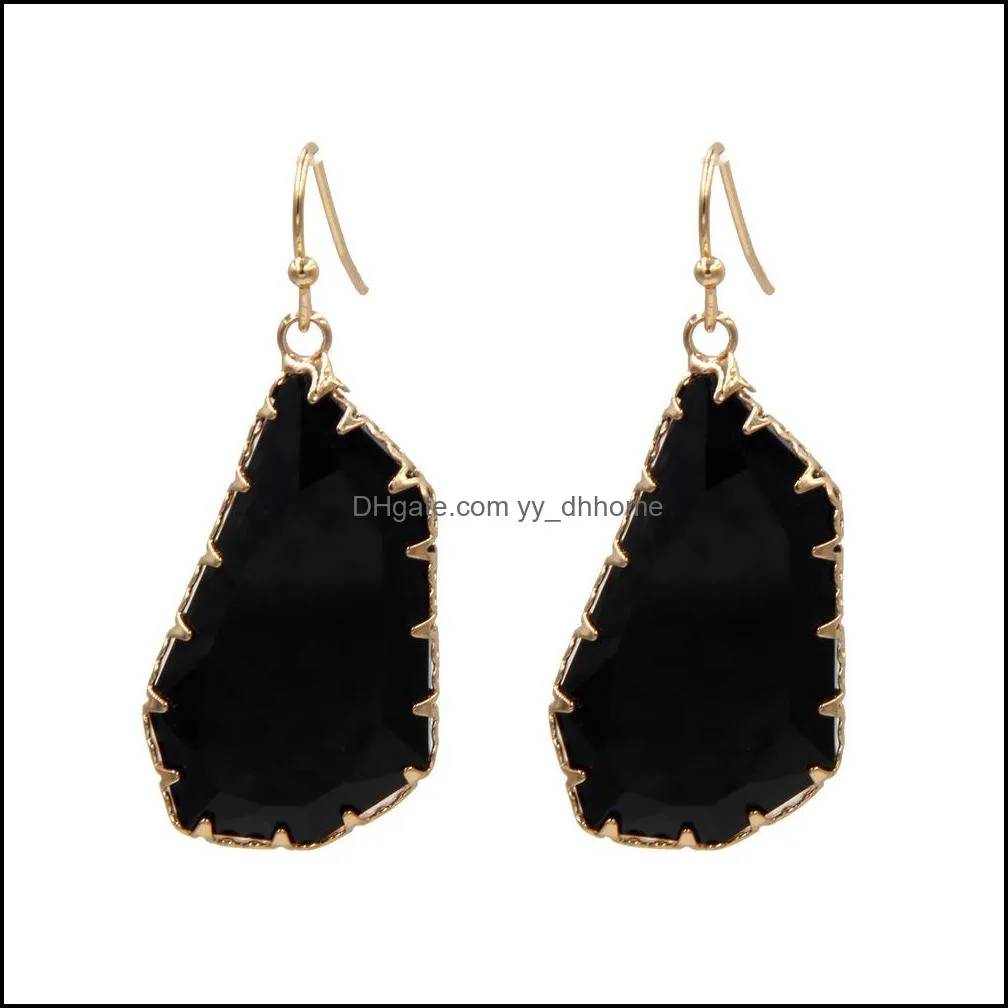 faceted geometric glass irregular charms earrings for women jewelry gold claw edge