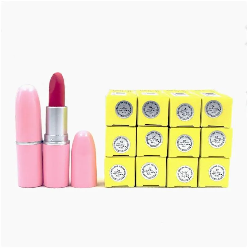 make up lipstick easy to wear moisturizer 12 color coloris cosmetics makeup wholesale lip stick mat