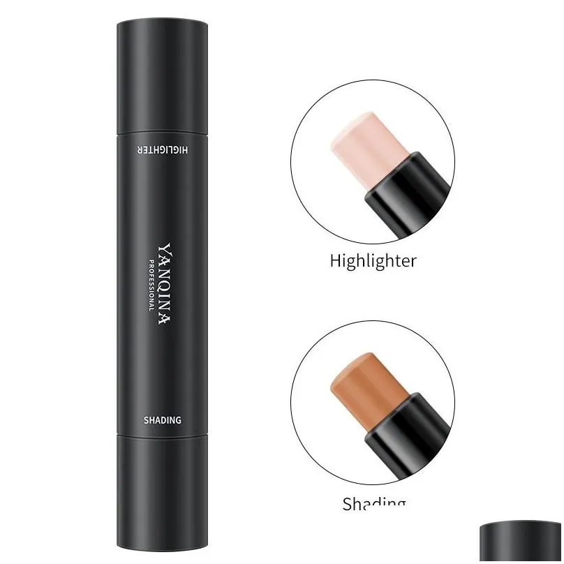 yanqina makeup face highlighter stick foundation concealer sticks cream highlight repair horizontal silkworm pen nose shadows makeup easy to wear