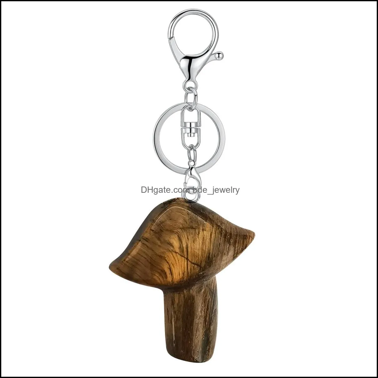 healing chakra mushroom key rings for women men natural quartz crystal rock charm choker jewelry bags car keychain