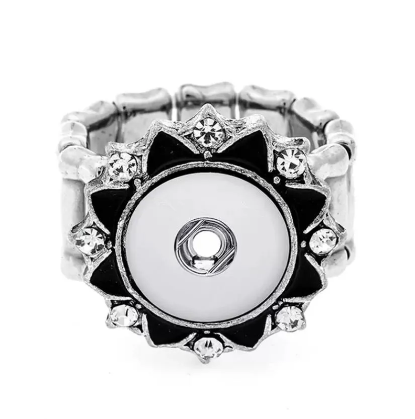 10 styles snap rings rhinestone vintage butterfly flower ring diy 12 snap button adjustable stretch elastic band rings