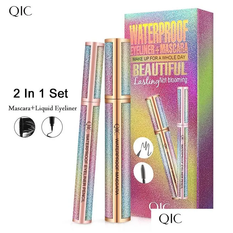 qic glossier mascara starry sky mascaras and eyeliner set waterproof lengthening thick smooth black eyeliner pencil cosmetic makeup