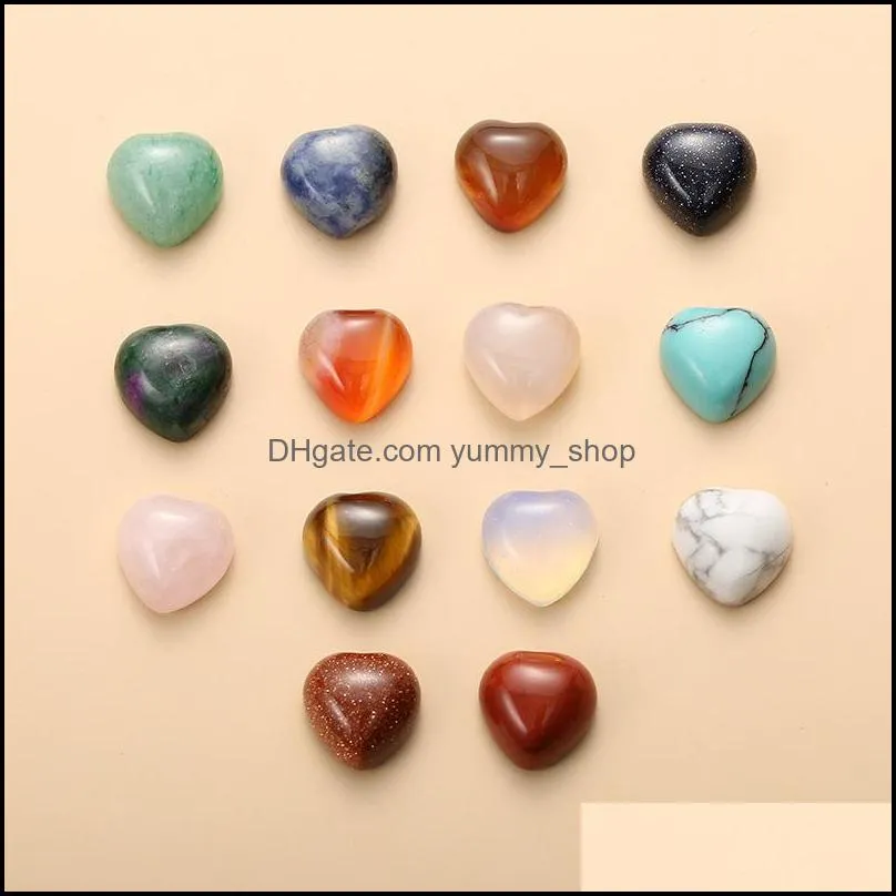 10mm lover heart quartz loose crystal stone cabochons seven chakras beads for jewelry making healing crystal wholesale