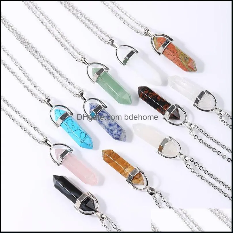 reiki healing crystal stone pendant chakra rose opal tiger eye choker necklaces wholesale energy pendants crystal necklace jewelry