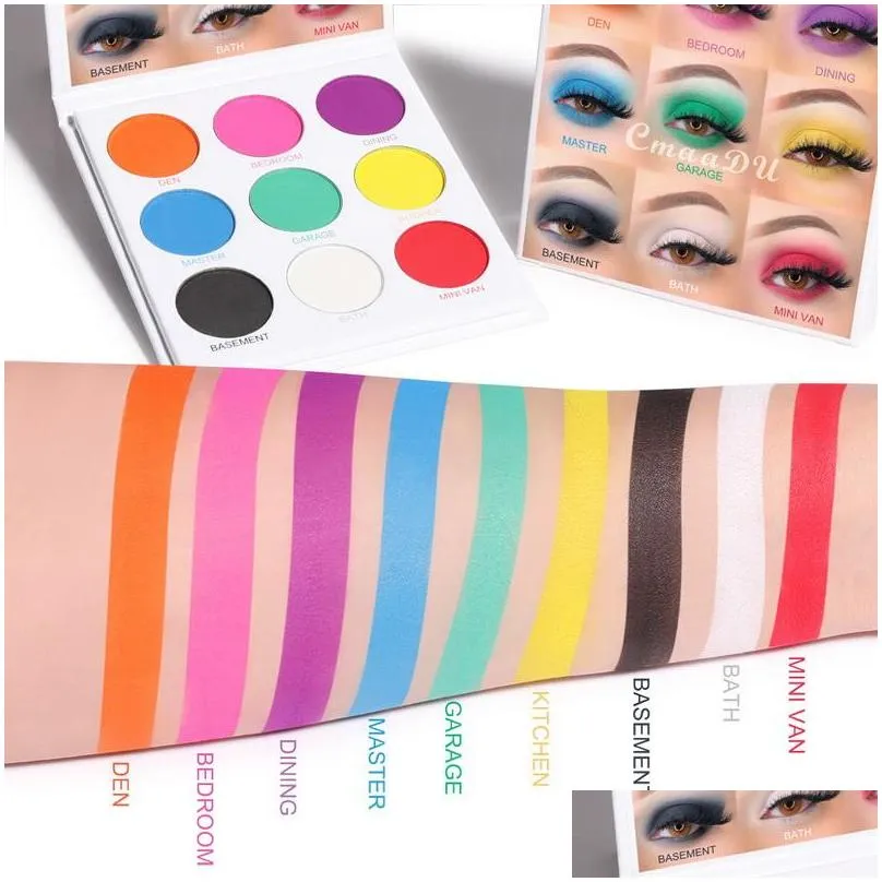 cmaadu 9 color eye shadows palette matte full coverage illuminate and brighten beauty makeup eyeshadow